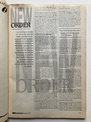 Scan of Music Collector No.32 October 1991 magazine New Order article - scan #2